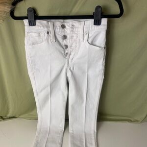Madewell 10” High Rise Skinny Crop Jeans Womens 24P White Button Fly Denim